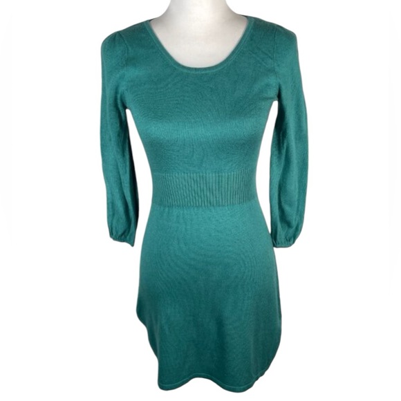Divided Green Scoop Neck Tight Knit Fit and Flare Mini Sweater Dress 4 - Picture 1 of 13